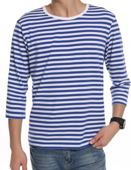 Blue white Mens 3"4 Sleeve Striped T-shirt Basic Tee Stretch Casual Leisure Tops Shirts, Multicolor
Blue white Mens 3"4 Sleeve Striped T-shirt Basic Tee Stretch Casual Leisure Tops Shirts, Multicolor