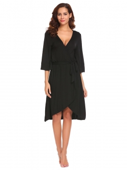 Black Women Trumpet Harf Sleeve Wrap Solid Circle Hem Sleepwear Robe with Belt, Multicolor
Black Women Trumpet Harf Sleeve Wrap Solid Circle Hem Sleepwear Robe with Belt, Multicolor