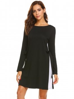 Black Women O-Neck Long Sleeve Patchwork Nighties Sleepwear Loose Dress, Multicolor
Black Women O-Neck Long Sleeve Patchwork Nighties Sleepwear Loose Dress, Multicolor