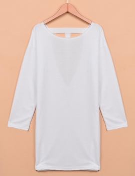 White New Lady Women's O-Neck Long Sleeve Backless Solid Loose Shift Casual Dresses, Multicolor
White New Lady Women's O-Neck Long Sleeve Backless Solid Loose Shift Casual Dresses, Multicolor
