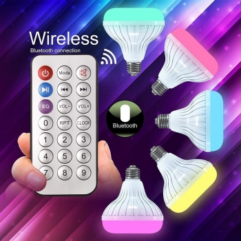 12W E27 12 LED Wireless Bluetooth Music Audio Speaker Bulb Lamp with Remote Control
12W E27 12 LED Wireless Bluetooth Music Audio Speaker Bulb Lamp with Remote Control
