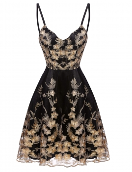 Sexy Women Spaghetti Strap V-Neck Padded Flower Embroidery Backless Bubble Dress, Multicolor
Sexy Women Spaghetti Strap V-Neck Padded Flower Embroidery Backless Bubble Dress, Multicolor