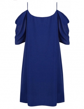 Blue Spaghetti Strap Ruffle Sleeve Cold Shoulder Solid Chiffon Dress, Multicolor
Blue Spaghetti Strap Ruffle Sleeve Cold Shoulder Solid Chiffon Dress, Multicolor