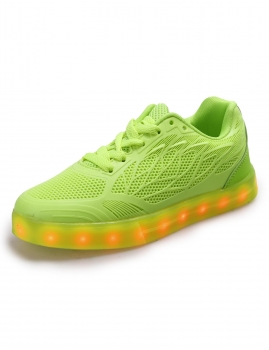 Green Mesh LED Light Up Round Toe Sneakers, Multicolor