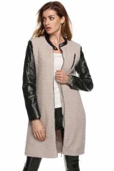 Finejo Gray Cool Fashion Leather Patchwork Full Zipper Autumn Winter Lamb Wool Long Coats & Jackets, Multicolor
Finejo Gray Cool Fashion Leather Patchwork Full Zipper Autumn Winter Lamb Wool Long Coats & Jackets, Multicolor