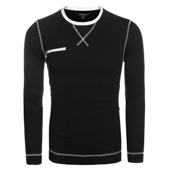 

Black Casual Round Neck Long Sleeve Pullover T-Shirt Shirts, Multicolor