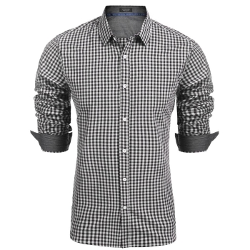 

Black Men Regular Fit Long Sleeve Plaid Button Down Casual Shirts, Multicolor