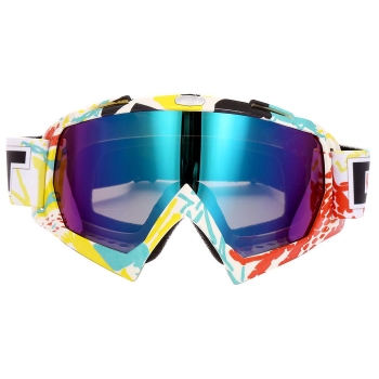 

#1 New Unisex Mirror Lenses Sponge Protection Tinted Circular Ski Cycling Goggles, Multicolor