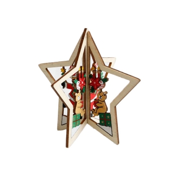 

3 2 Pcs Wooden Stereoscopic Christmas Tree Decorations Xmas Party Ornaments