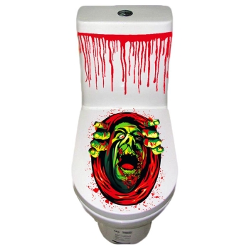 

#1 Halloween Toilet Seat Cover Stickers Fancy Horror Party Bathroom Decoration, Multicolor
