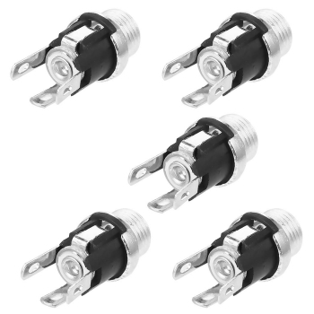 

5 Set 5.5 mm x 2.1 mm DC Power Jack Socket Female Panel Mounting Connector