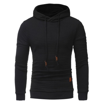 

Black Women Casual Hooded Long Sleeve Solid Hoodie with Drawstring, Multicolor