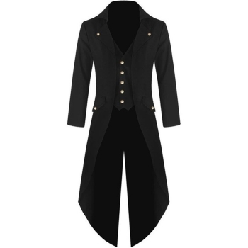 

Black Men Gothic Tailcoat Jacket Steampunk Vintage Style Victorian Coat Uniform, Multicolor
