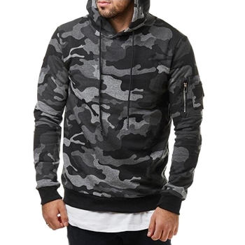 

Grey Men Military Camouflage Hoodies Functional Sports cuff pocket, Multicolor