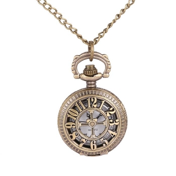 

Vintage Style Digital Embossed Flower Pocket Watch Pendant Necklace Chain