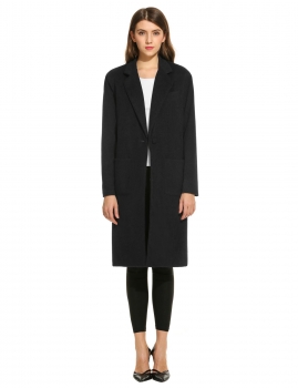 

Black Casual Turn Down Collar Long Sleeve Solid Loose Coats & Jackets, Multicolor