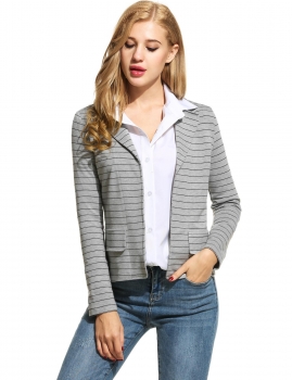

Turn Down Collar Long Sleeve Striped Slim Fashion Blazer, Multicolor