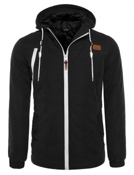 

Black Men Fashion Hooded Long Sleeve Zip-up Solid Outerwear Coats & Jackets, Multicolor