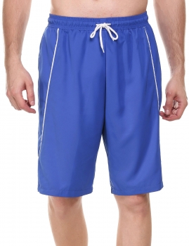 

Blue New Men Contrast Color Adjustable Waist Drawstring Beach Watershorts with Pockets, Multicolor