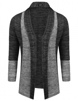 

Dark gray Men Long Sleeve Open Front Mottled Patchwork Slim Fit Knit Cardigan Sweater, Multicolor