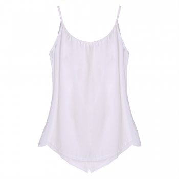

White Stylish Lady Women Sexy Strap Back Split Lace Up Short Chiffon Casual Beach Crop Tops Vests Tanks & Camis, Multicolor