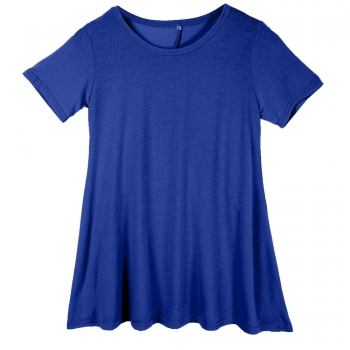 

Blue Stylish Women Casual Round Neck Short Sleeve Floral Lace Stitching Bow Long Tops Dresses & Blouses T-Shirts, Multicolor