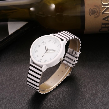 

Black Unisex Sport Striped Synthetic Leather Band Round Dial Analog Quartz Wrist Watch, Multicolor
