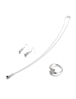 

Fashion Women Water Drop Pendant Necklace Stud Earring Ring Set Jewelry Set Hot