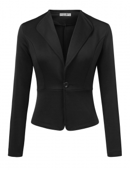 

Black Women Long Sleeve Single Button Solid Casual Work Office Blazer Jackets, Multicolor