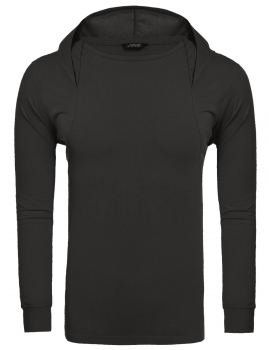 

Black Men Casual Long Sleeve Hooded Solid Slim Pullover T-Shirt, Multicolor