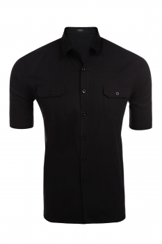 

Men Short Sleeve Casual Solid Button Front Shirt with Pockets, Multicolor