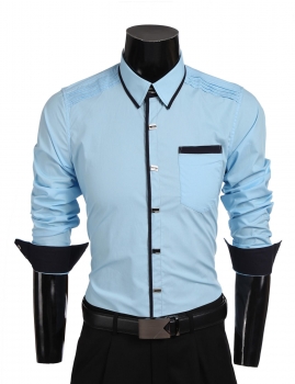 

Blue Men's Long Sleeve Turn Down Collar Button Down Shirts, Multicolor
