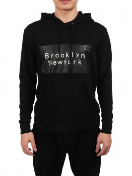 

Black Men Long Sleeve Hooded Print Hoodie Pullover Loose Casual Sports Tops, Multicolor