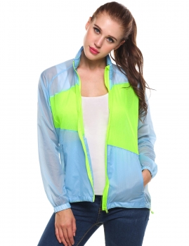

Light blue Hooded Long Sleeve Sun Protection Quick Dry Lightweight Outdoor Jacket, Multicolor