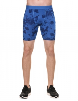 

Blue Men Active Elastic Waist Printing Sports Compression Shorts, Multicolor