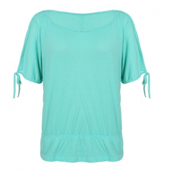 

Green Hotsale Fashion Women Off the Shoulder Solid Blouse O-Neck Tunic T-Shirt Tank Casual Tops, Multicolor
