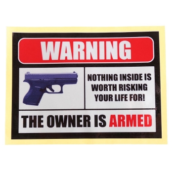 

Owner Armed Warning Vinyl Decal Sticker Amendment Window Door Car Truck, As picture