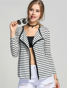 

2016 Trends Women's Stripe Cardigan Long Sleeve Cotton Coat, Multicolor