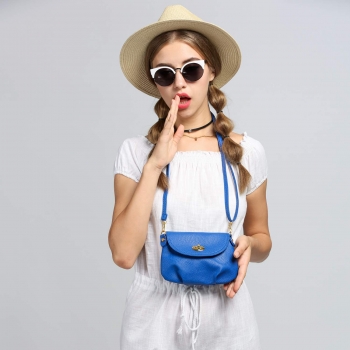 

Dark blue Solid Snakeskin Print Flap Open Cross-body Bag, Multicolor