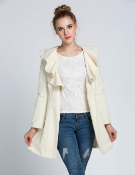 

Beige 2016 Trends Women's Elegant Slim Fit Long Outwear Overcoat Coats & Jackets, Multicolor