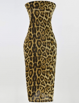 

Fashion Women Sexy Leopard Pattern Bra-Top Bag-hips Slim Fitting Dress