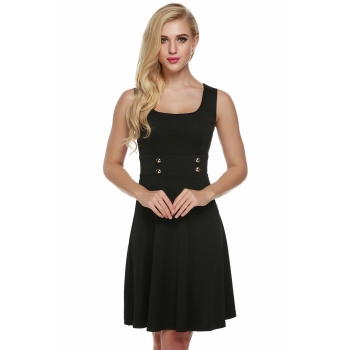 

Black ACEVOG Women Sleeveless Casual Cocktail Party Tunic A-Line Tank Going Out Dresses, Multicolor