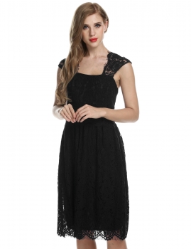 

Black Sleeveless Lace Floral Hollow Out Banquet Wedding Bridesmaid Dresses, Multicolor