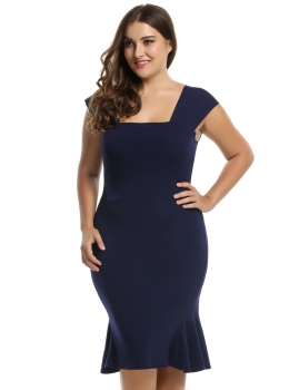 

Meaneor Navy blue Women Fashion Sleeveless Casual Peplum Loose Ruffles Falbala Going Out Dresses, Multicolor