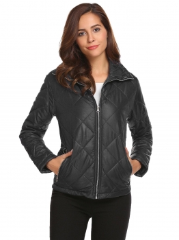 

Black Women Casual Thickened Warm Winter Quilted Coat Jacket, Multicolor