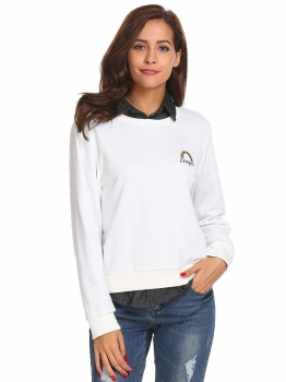 

Beige Women Casual Long Sleeve Printed Pullover Sweatshirt, Multicolor