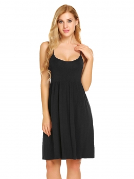 

Black Womens Sleeveless Pajamas Solid Nightgown Sleepwear Ruched Dress, Multicolor
