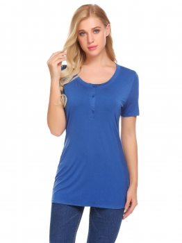 

Blue Women Short Sleeve Comfy Maternity Nursing Tee Shirt Breastfeeding Tops, Multicolor