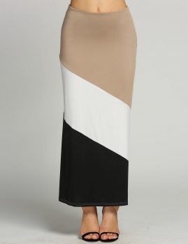 

Khaki Zeagoo Elegant Ladies Women Casual Patchwork Full Length Skirts, Multicolor