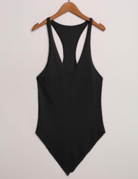 

Black Women's Sleeveless Irregular Hem Neck Long T-shirt Tops Vests Tanks & Camis, Multicolor